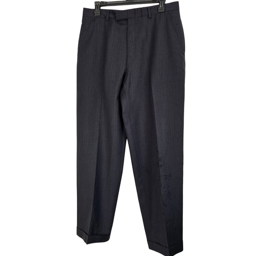 Kenneth Cole Men Business Classic Tailored Pleated Black Dress Pants Size 32x29